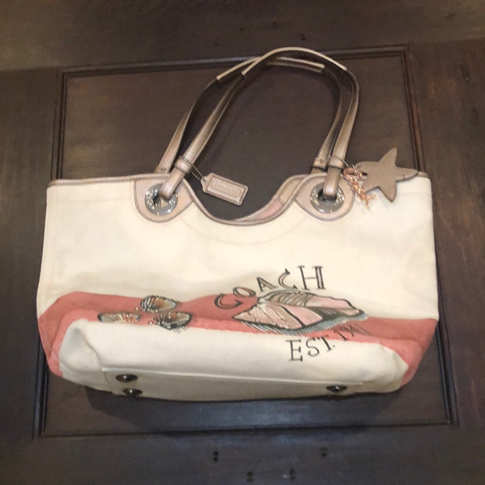 Coach canvas beach tote